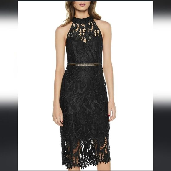 Bardot Isa Crochet Lace Sheath Cocktail Dress Black Size US 10/L - Picture 1 of 12
